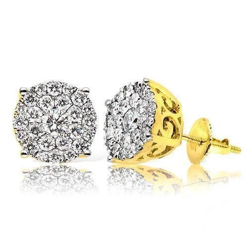 JDTKCL1006Y- 14KY 1.60 CTTW DIAMOND CLUSTER EARRINGS