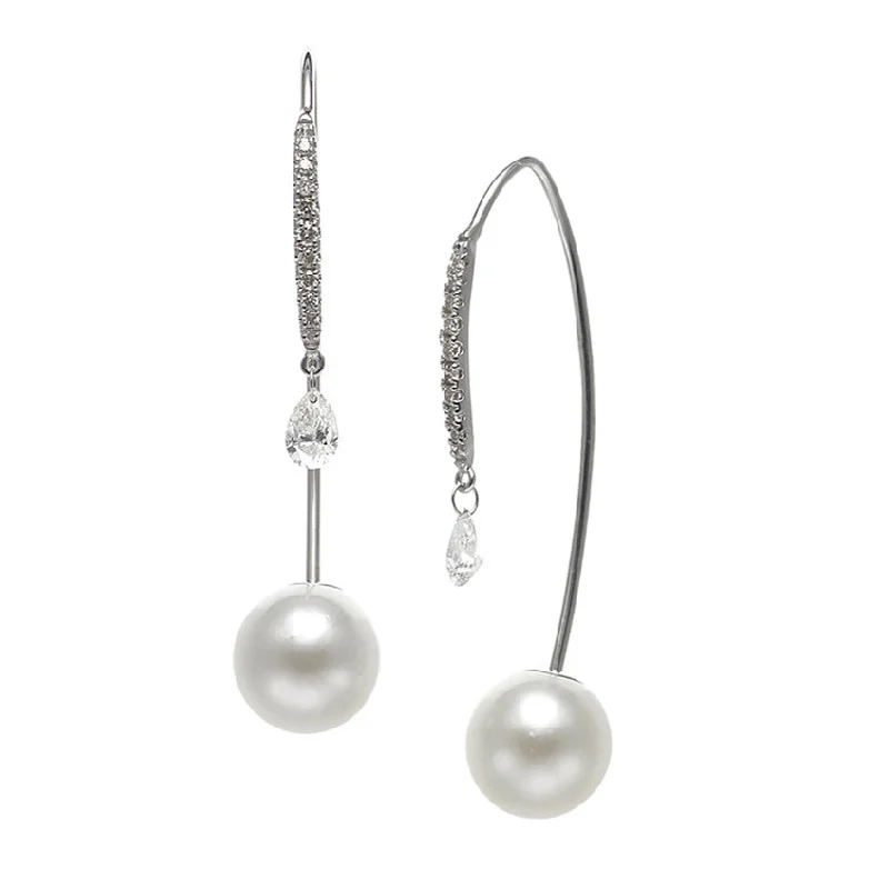 Akoya & Diamond Front-to-Back Drop Earrings - "Moonlight Sonata"