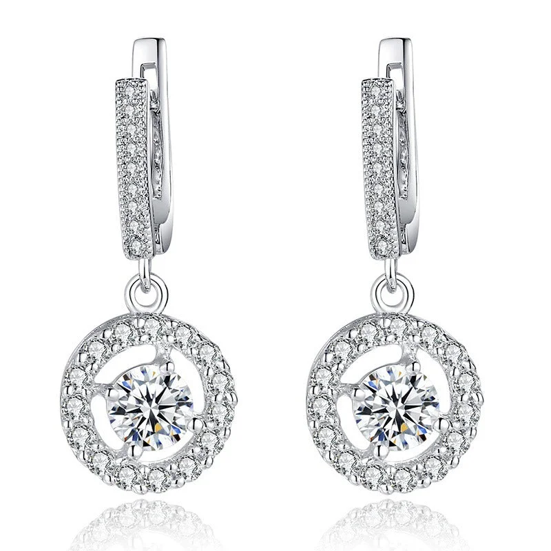 Cubic Zirconia Stone Earrings Silver