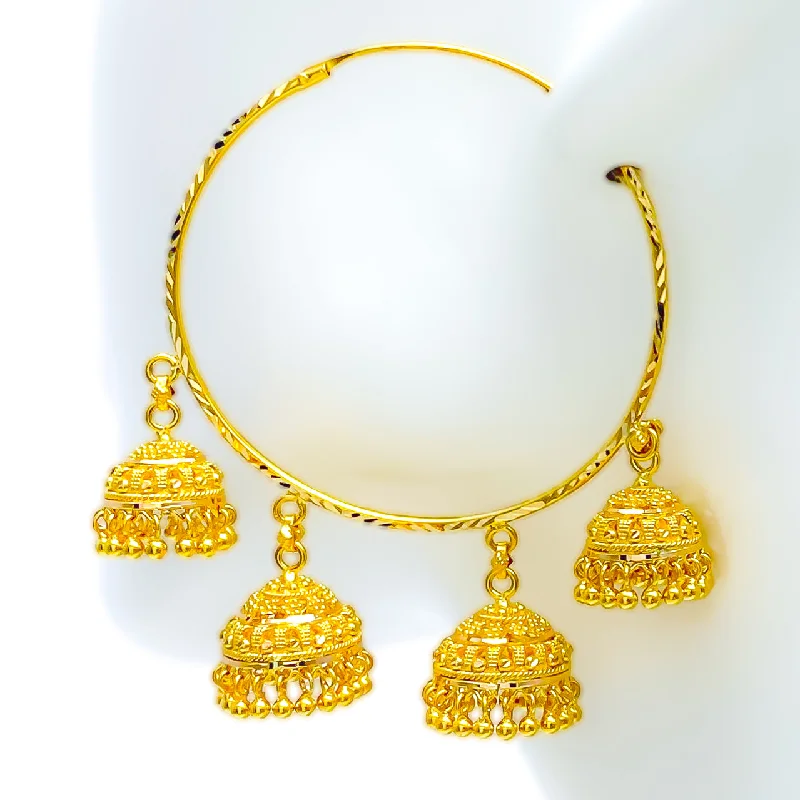 Iconic Lustrous Multi Chandelier 22K Gold Bali Earrings