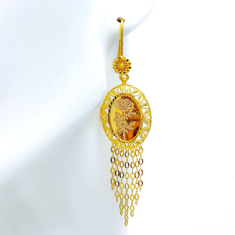 Mesmerizing Oval 21k Gold Coin Hanging Earrings