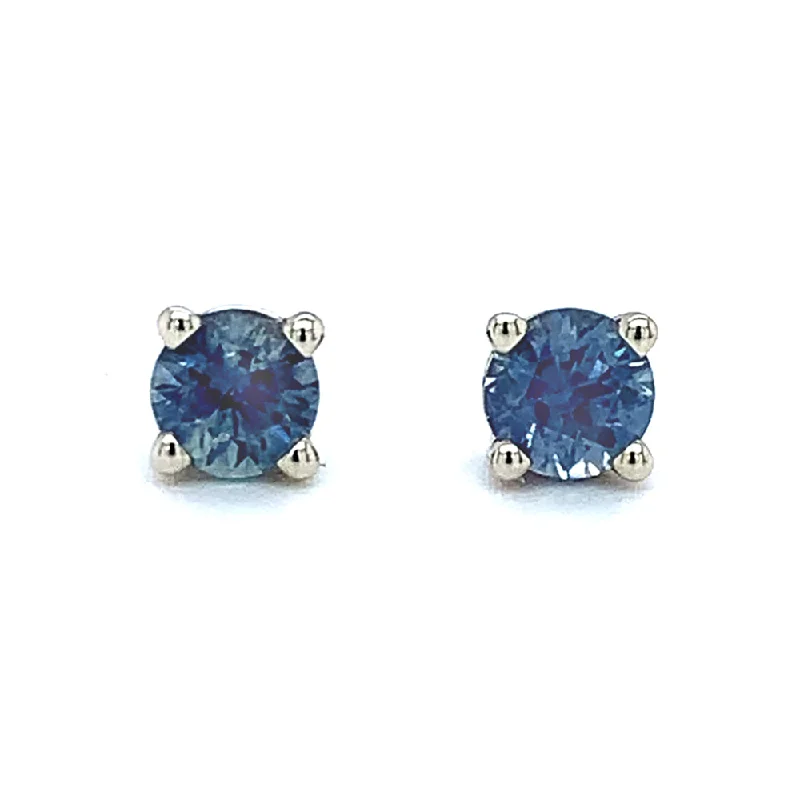 Montana Sapphire White Gold Stud Earrings - "Winter Waters"