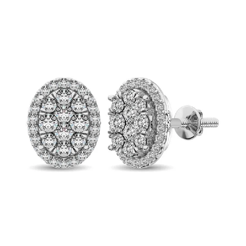 JDTK-62390W-E-6-  Oval Shaped 1.2 ct tw Diamond Earrings  in 14K Gold