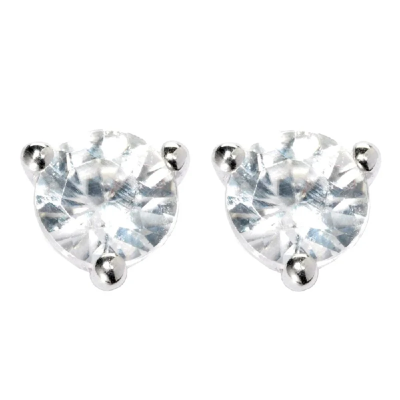 Platinum Over Sterling Silver White Zircon Martini Stud Earrings