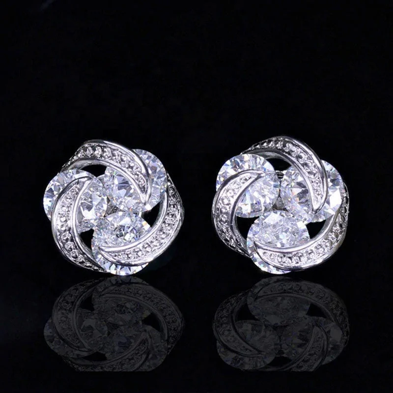 White CZ Crystal Stud Earrings