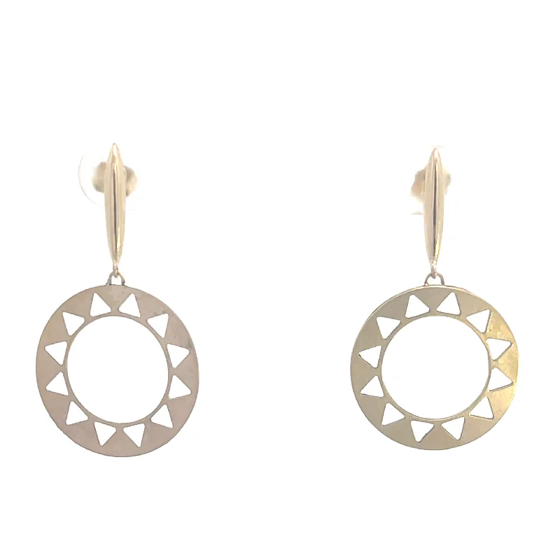 10K Brushed Gold Cutout Sun Earrings