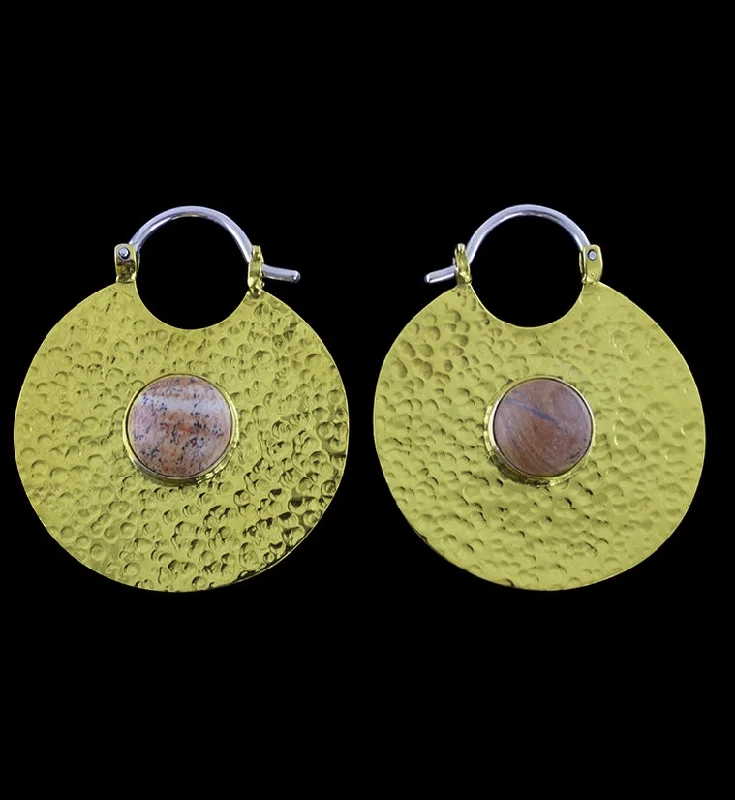 14G Mini Disk Picture Jasper Brass Hangers