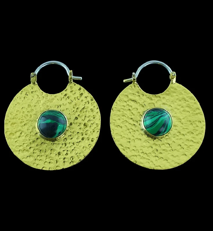 14G Mini Disk Synthetic Malachite Brass Hangers