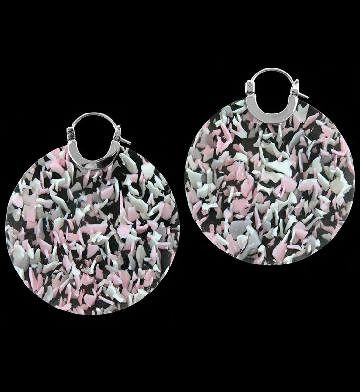 14G Pink Freckle Acetate Disk Earrings