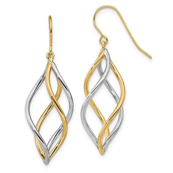 14k Two-tone Polished Dangle Earrings