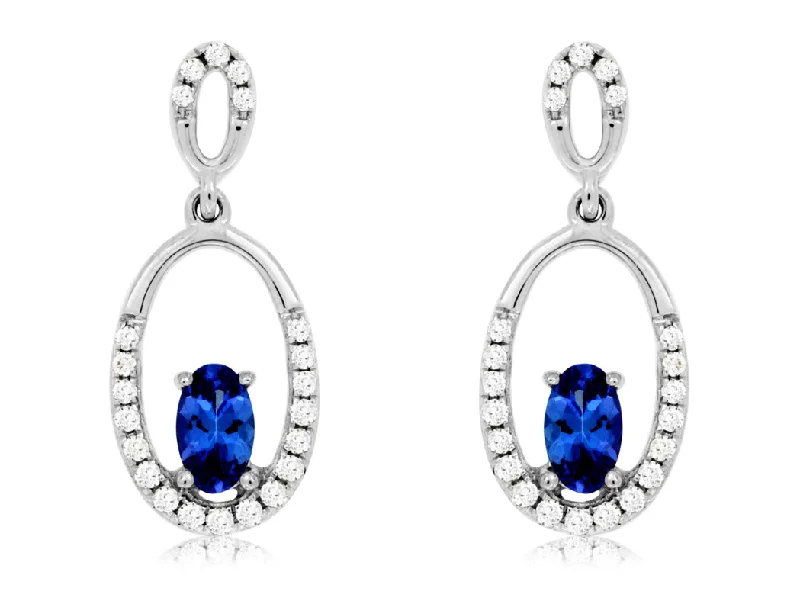 14K White Gold Tanzanite and Diamond Earrings