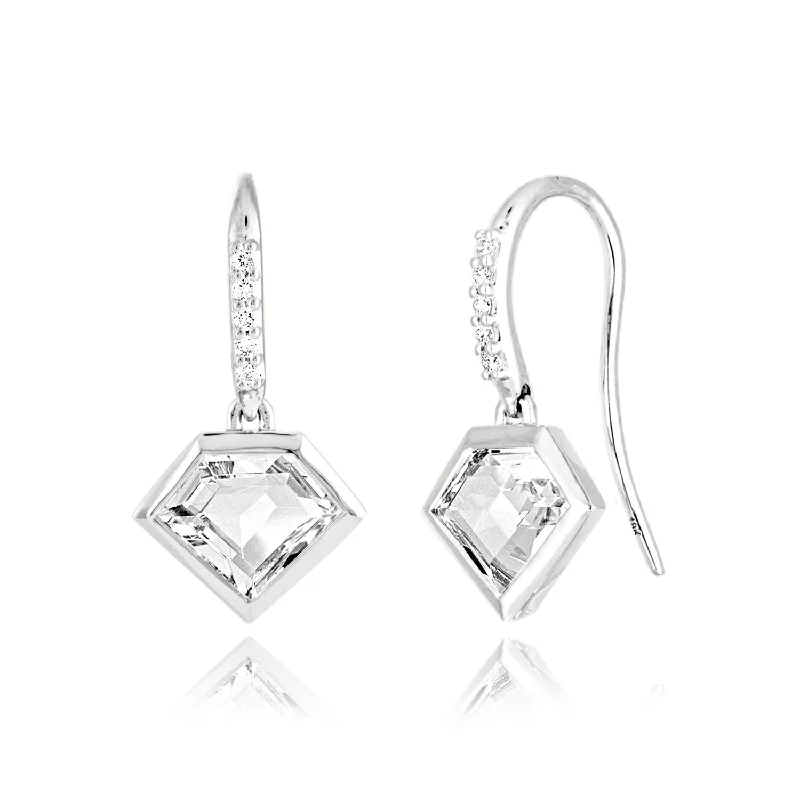 14K White or Rose Gold Short Story Drop Earrings