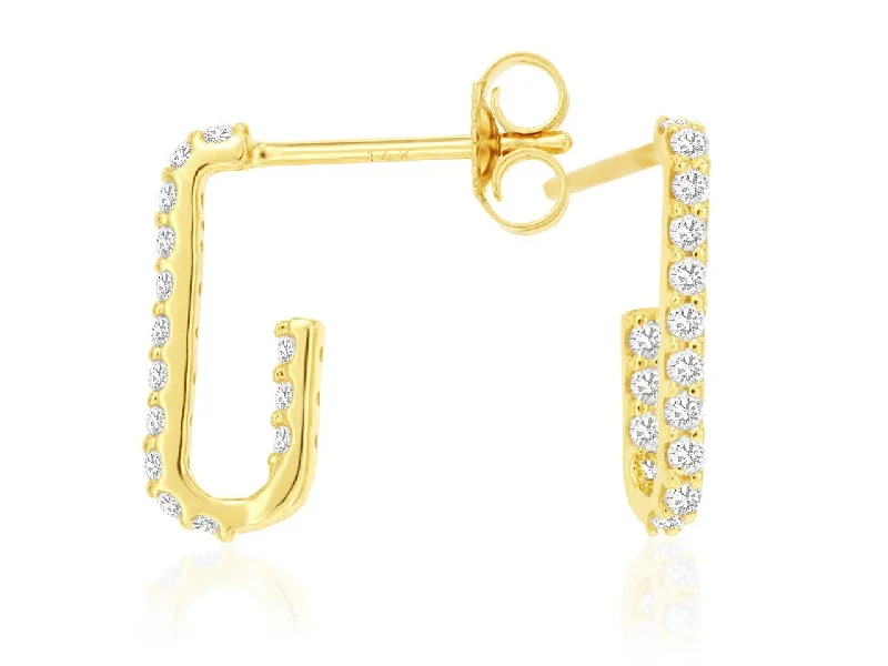 14K Yellow Gold Diamond Huggie Earrings