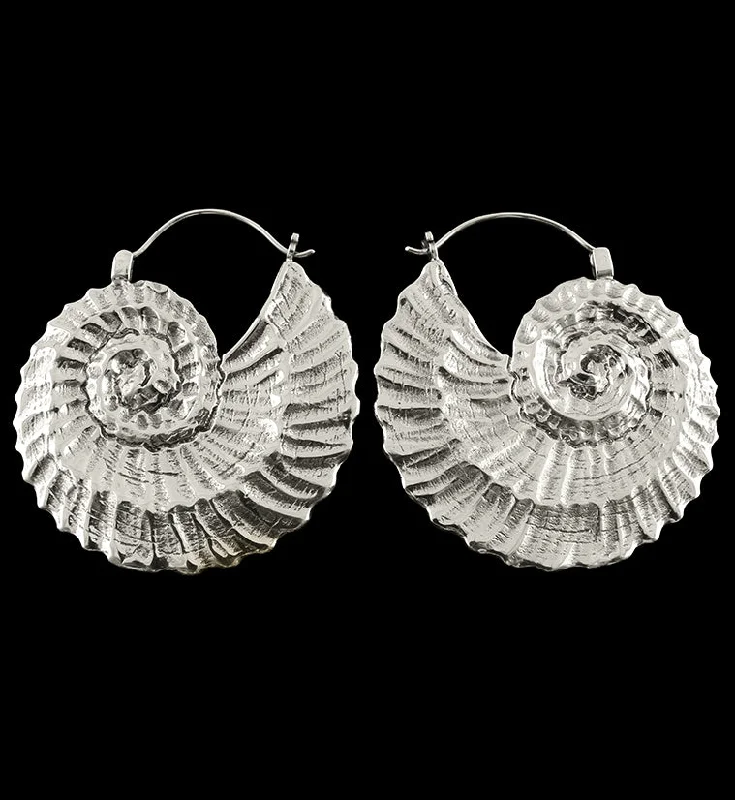 18G Ammonite White Brass Hangers - Earrings