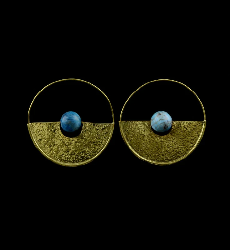 18G Meridian Turquoise Sphere Brass Earrings - Hangers