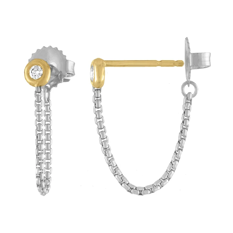 Sterling Silver and 18K Gold NYC Crosstown Diamond Chain Earring