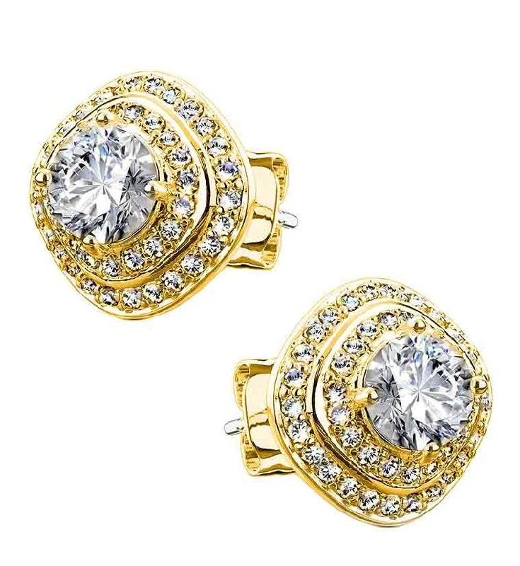 Gold Grade CZ Sterling Silver Earrings