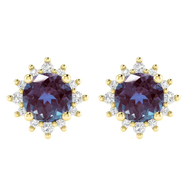 Gold Over Silver Color Changing Alexandrite & White Topaz Earring