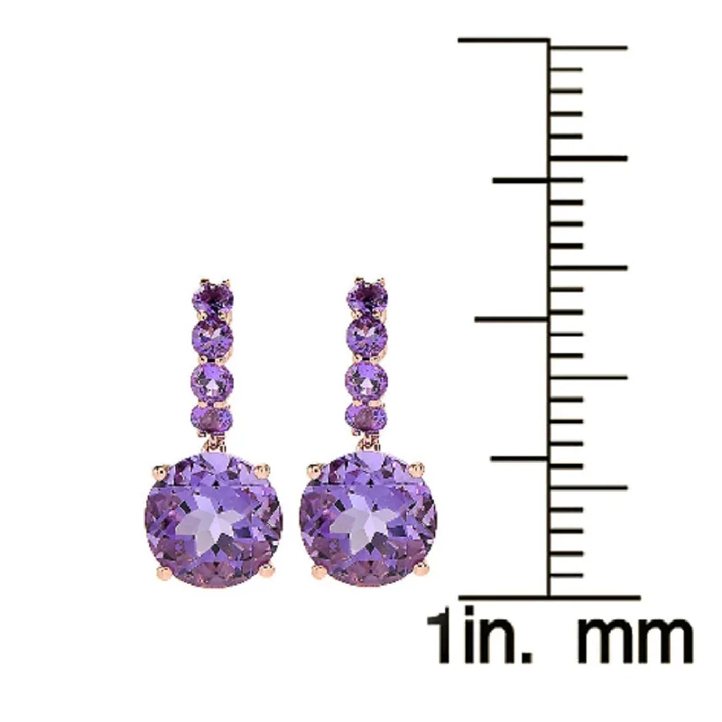 Gold Over Sterling Silver with Natural Amethyst Drop Earring