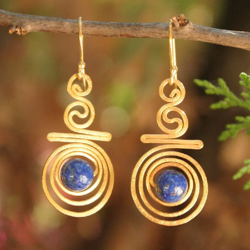 Handmade Follow The Dream Blue Lapis Lazuli Dangle Earrings (Thailand)