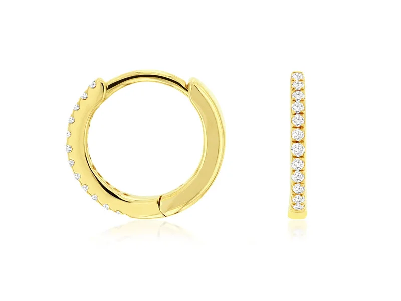 14K Yellow Gold Pave Diamond Huggie