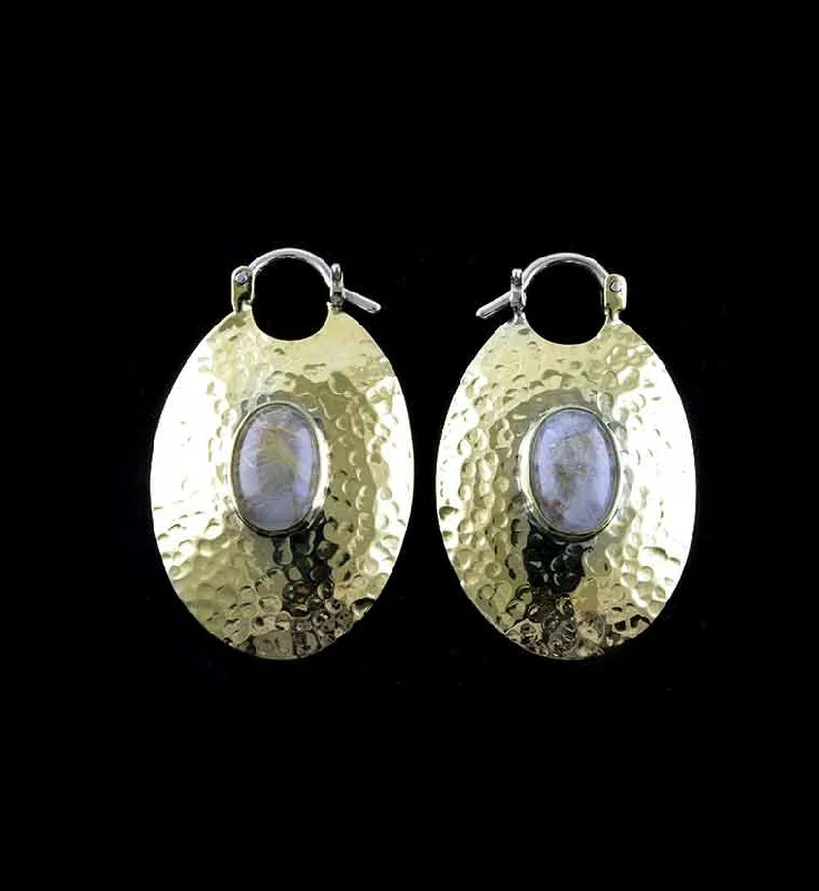 Oviform Hammered Brass Hangers - Earrings