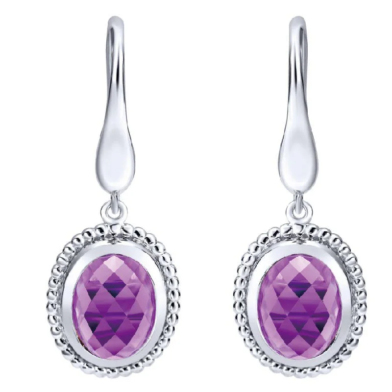 Sterling Silver Amethyst Dangle Earrings