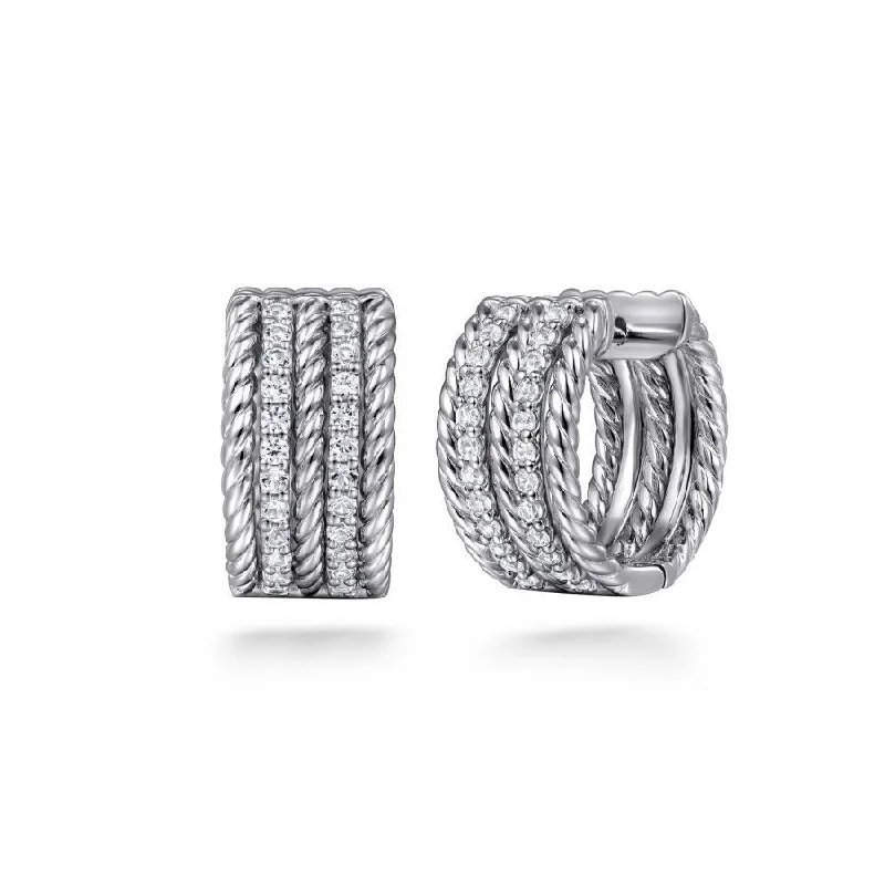 925 Sterling Silver 15mm White Sapphire Hampton Huggie Earrings