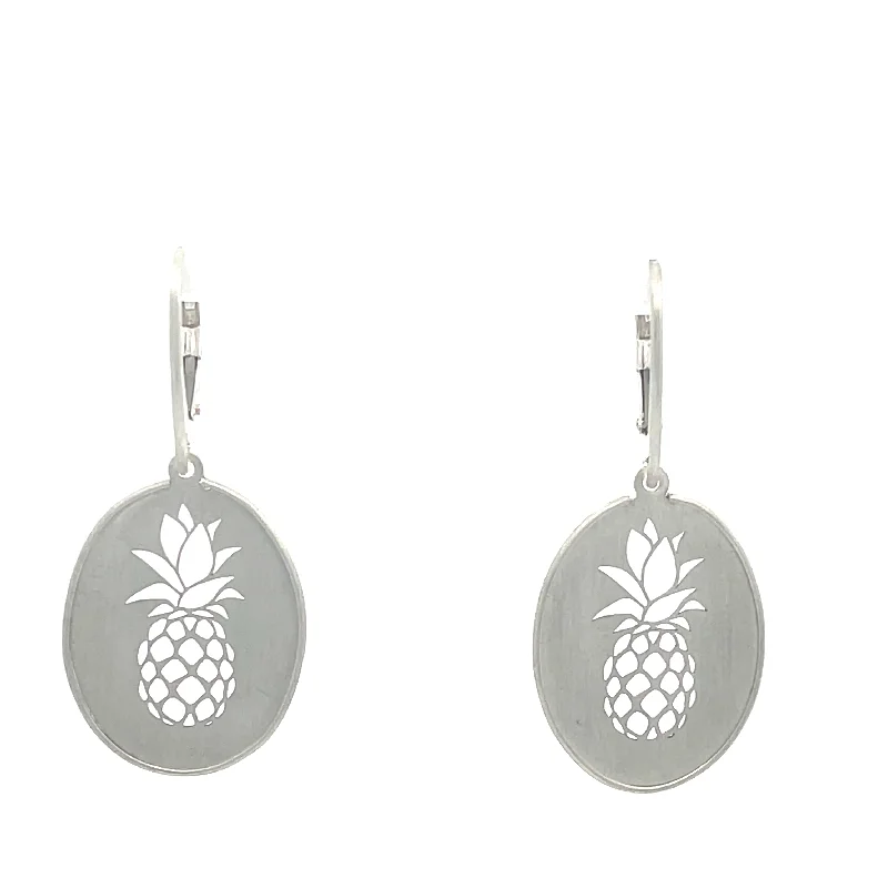 Sterling Silver Brushed Pinapple Leverback Earrings