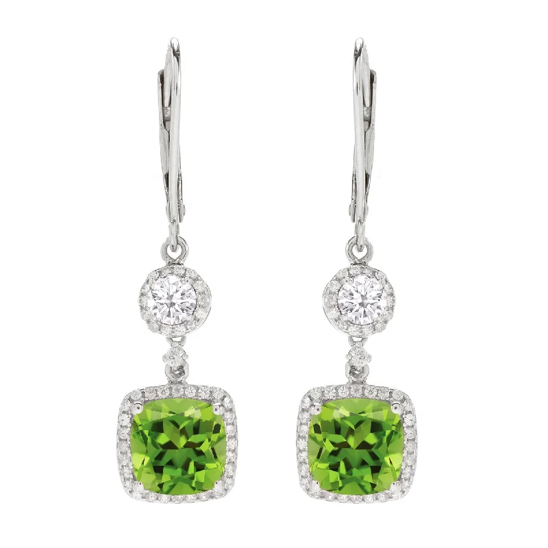 Sterling Silver with Peridot, Moissanite &White Topaz Dangle Earring