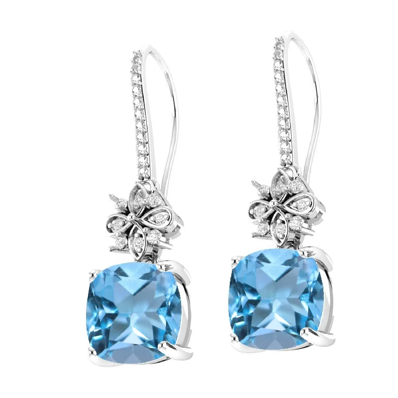 Sterling Silver with Sky Blue Topaz and White Topaz Dangle Earring