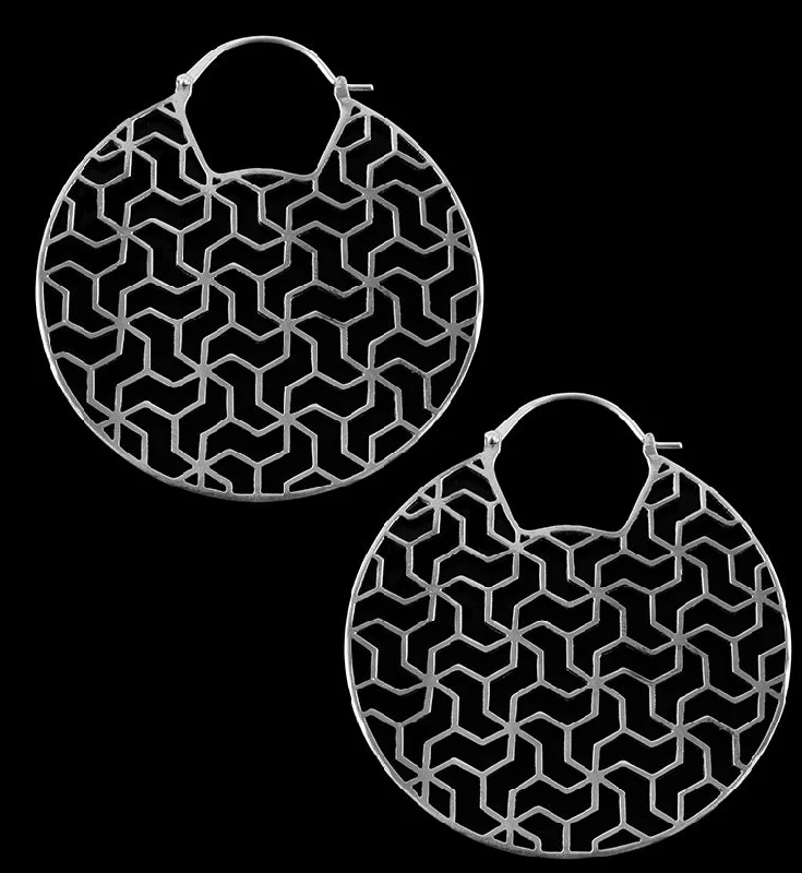 Tessellation White Brass Earrings - Weights