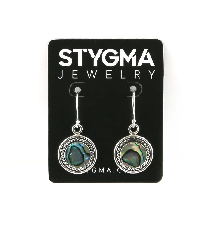 Threaded Abalone Shell Discus Earrings